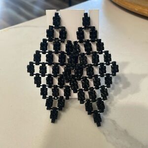 Black Rhinestone Earings 4in x 2in. Pierced